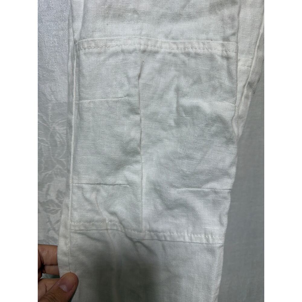 Inc Beach Pants 4 White 100% Linen Zip Ankles Utility Reinforced Knee Tapered - Picture 3 of 11